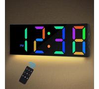 Sukeen Orologio da parete digitale con luce notturna, orologio da parete da 30,5 cm, grande orologio digitale da parete con telecomando, cifre a 8 colori, 5 livelli e luminosità automatica, orologi
