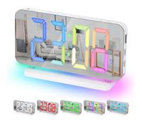 Sukeen Sveglia Digitale Con Display LED 18,8 Cm - Orologio Da Comodino 11 Colori, Luce Notturna RGB 10 Modalità, Porta Caricatore USB C - Bianco