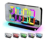 Sukeen Sveglia, orologio digitale a LED da 7,4 pollici, orologio a specchio con display orario a 11 colori, 10 modalità di luce notturna RGB, porta caricatore USB C, volume, luminosità, sveglie