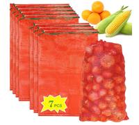 Sukh 7 sacchetti grandi in rete per prodotti - 27,2 kg sacchetti per verdure in rete riutilizzabili lavabili sacchetti traspiranti per conservare cipolle con coulisse per patate, cipolle e agrumi, 50