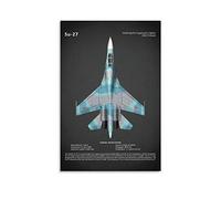Sukhoi Su-27 Poster della serie Aircraft Poster per la decorazione della casa, da parete, stampa artistica da appendere con pittura decorativa, 50 x 75 cm