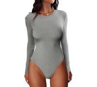 Sukiglam Body Donna Maniche Lunghe Bodysuit Base Girocollo Bodies Tops aderente Elegante Camicetta Maglieria Elasticizzato Body Shirt Casuale Jumpsuits Bluse Maglie Autunnali e Invernali Tinta Unita