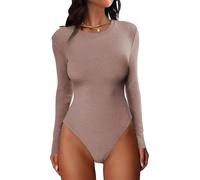Sukiglam Body Donna Maniche Lunghe Bodysuit Base Girocollo Bodies Tops aderente Elegante Camicetta Maglieria Elasticizzato Body Shirt Casuale Jumpsuits Bluse Maglie Autunnali e Invernali Tinta Unita