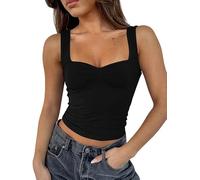 Sukiglam Canotta Donna Elegante Crop Top Scollatura a Cuore Canottiera Estiva Senza Maniche Y2k Tops con Spalline Basic Sportiva Magliette Casual Camicette Tinta Unita T Shirt Carino Streetwear