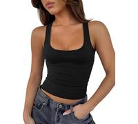 Sukiglam Canotta Donna Elegante Estive Crop Tops Sexy Senza Maniche con Scollo U Canottiera Slim Fit Camicia Corto Tank Top Sportiva Base Aderente Shirt Casual Maglietta Streetwear