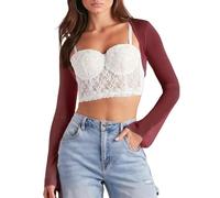 Sukiglam Coprispalle Donna Elegante Maniche a Campana Bolero Leggero in Rete Trasparente Top Corto Aperto Davanti Casual Sport Scaldacuore Sexy Copri Spalle Moda Giacca per Abiti da Sera Cerimonie