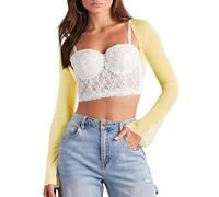 Sukiglam Coprispalle Donna Elegante Maniche a Campana Bolero Leggero in Rete Trasparente Top Corto Aperto Davanti Casual Sport Scaldacuore Sexy Copri Spalle Moda Giacca per Abiti da Sera Cerimonie