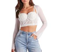 Sukiglam Coprispalle Donna Elegante Maniche a Campana Bolero Leggero in Rete Trasparente Top Corto Aperto Davanti Casual Sport Scaldacuore Sexy Copri Spalle Moda Giacca per Abiti da Sera Cerimonie