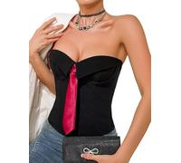 Sukiglam Corsetto Donna Cravatte Corpetto Top a Tubo Senza Spalline Bustier Sexy Bustino Senza Maniche Canotta Estivi Maglietta Corto Elegante Bustino Shapewear Aderente Y2K Tank Tops da Festa