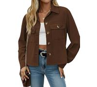 Sukiglam Giacca Donna in Velluto a Coste Casual Colletto Rivoltato Giubbotto con Bottoni e Tasche Vintage Elegante Jacket Leggero Primavera/Autunno Chic Cappotto Corto Trendy Giacche Mezza Stagione
