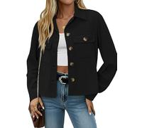 Sukiglam Giacca Donna in Velluto a Coste Casual Colletto Rivoltato Giubbotto con Bottoni e Tasche Vintage Elegante Jacket Leggero Primavera/Autunno Chic Cappotto Corto Trendy Giacche Mezza Stagione
