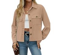 Sukiglam Giacca Donna in Velluto a Coste Casual Colletto Rivoltato Giubbotto con Bottoni e Tasche Vintage Elegante Jacket Leggero Primavera/Autunno Chic Cappotto Corto Trendy Giacche Mezza Stagione
