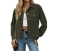 Sukiglam Giacca Donna in Velluto a Coste Casual Colletto Rivoltato Giubbotto con Bottoni e Tasche Vintage Elegante Jacket Leggero Primavera/Autunno Chic Cappotto Corto Trendy Giacche Mezza Stagione