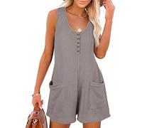 Sukiglam Salopette Donna Estiva Tuta Corta Senza Manica Scollo a V Casual Allentata Jumpsuit con Tasche Pezzo Unico Gamba Larga Tute Elegante Pagliaccetto Spiaggia Vacanza Outfit