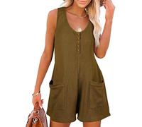 Sukiglam Salopette Donna Estiva Tuta Corta Senza Manica Scollo a V Casual Allentata Jumpsuit con Tasche Pezzo Unico Gamba Larga Tute Elegante Pagliaccetto Spiaggia Vacanza Outfit