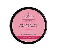Sukin Rosehip - Maschera idratante per viso e collo, 100 ml, con rosa canina, prugna e quandong