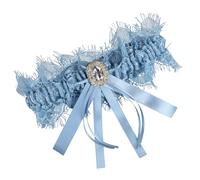 Sukizifa Giarrettiera Blu Matrimonio, Pizzo con Fiocco di Raso | Accessorio da sposa cucito a mano, per giro coscia ca. 65-67 cm, come qualcosa di blu per nozze, foto e festa, 1 pezzo
