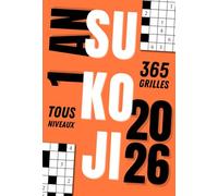Sukoji 2026, 1 grille par jour : 365 grilles de yakazu pour adulte, 4 niveaux de difficulté, format moyen, édition rouge