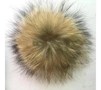 SUKORI 2/4pcs 13 Centimetri Big Fluffy Vera Pelliccia di Volpe Pom Pom con Il Tasto Fai da Te PON PON di Pelliccia Naturale per Sciarpe Cappelli Berretti Accessori