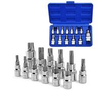Sukudon 13 pezzi Set Inserti Torx set di chiavi a bussola Torx T8-T70 S2 Acciaio Bit Socket Tool Kit imposta per Riparare Motocicli, Biciclette, Mobili