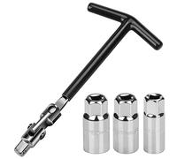 Sukudon - Set di 5 chiavi per candela di accensione, 16/18/21 mm, chiave universale per auto e moto, estrattore per candele di accensione