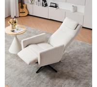 SUKY Comoda poltrona reclinabile con funzione sdraio: poltrona per TV in ciniglia con poggiapiedi, divano moderno, sedia girevole per allattamento e poltrona, per il soggiorno (Beige)