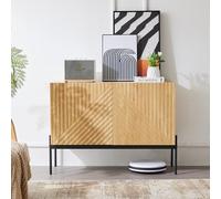 SUKY Credenza, altezza 75 cm, larghezza 140 cm, profondità 40 cm, con 2 ante e 3 cassetti, gambe in metallo, mobile TV, buffet, comò con design a linee