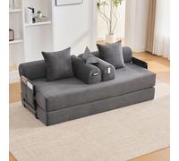SUKY Divano a compressione grigio scuro con robusto telaio in metallo, tasche laterali, 3 cuscini, paesaggio lounge personalizzabile, moderna combinazione di tessuto in metallo, ideale per il