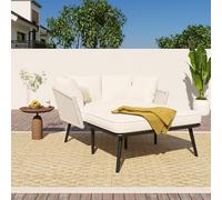 SUKY Divano da giardino con 2 cuscini e 2 imbottiture, lettino prendisole per esterni, sala da giardino, set di mobili da balcone, mobili da terrazza, mobili lounge, cuscini rimovibili e lavabili