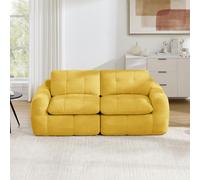 SUKY Divano modulare a 2 posti, trapuntatura quadrata, spugna 32D ad alta densità, ciniglia, seduta profonda, minimalista, senza montaggio, per appartamento, soggiorno, camera da letto, giallo
