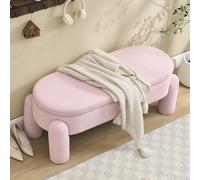 SUKY Elegante e moderna panchina portaoggetti per camera da letto, ingresso e soggiorno con vano portaoggetti, in ciniglia di alta qualità con telaio in legno massiccio, panca antiscivolo (colore rosa