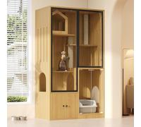 SUKY Gabbia per gatti, casa per gatti, villa per gatti, 90 x 50 x 160 cm, vetro, grande recinto per gatti a quattro piani, casa per gatti resistente all'inverno, casa per piccoli animali resistente