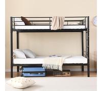 SUKY Letto a castello da 90 x 200 cm, per bambini, con ringhiera di sicurezza, convertibile in 2 letti singoli, con rete a doghe, scala antiscivolo, nero