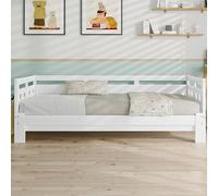 SUKY Letto da giorno allungabile, in pino massiccio, con 2 posti letto e rete a forma di cuore, colore: bianco (90 x 190 cm)