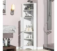 SUKY Mobile da bagno, 36,5 x 36,5 x 155 cm, mobile da bagno, mobile angolare con due ripiani, scomparto aperto con ripiano regolabile (bianco)