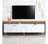 SUKY Mobile TV, lowboard con porta strutturata, maniglie dorate e piedini dorati, 170 L x 35 L x 47,5 H (cm) (bianco)