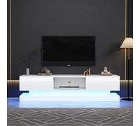 SUKY Mobile TV lucido, 160 x 35 x 40,5 cm, con illuminazione a LED, 2 cassetti, controllo app, design anti-ribaltamento, per televisori da 60 pollici, TV lowboard (bianco)