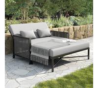 SUKY Mobili da giardino per 2 persone, divano da giardino, divano per il tempo libero, lettino per esterni, schienale regolabile (5 livelli, 0-65°), poggiapiedi retrattile, 151.3-179.3x31.5x91 cm