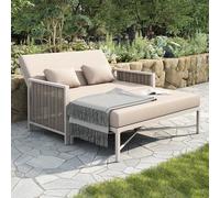 SUKY Mobili da giardino per 2 persone, divano da giardino, divano per il tempo libero, letto per esterni, schienale regolabile (5 livelli, 0-65°), poggiapiedi retrattile, 151.3-179.3x131.5x91 cm, kaki