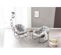 SUKY Outdoor Rocking Chair, 94,5 x 111 x 80 cm, Patio Oversized Wicker Egg Rocking, Indoor & Outdoor Comfy Rocker with Thick Cushion, Modern Lounge Chair for Balcony, Front Porch, Garden (grigio