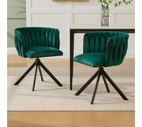 SUKY Poltrona in velluto con struttura in metallo pesante, set da 2 pezzi, funzione girevole a 180°, ergonomia posteriore e lusso morbido per inserti flessibili tra lounge (Emerald + Velvet + Black