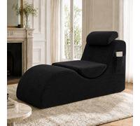 SUKY Poltrona moderna per il tempo libero, ergonomica, in schiuma a compressione altamente elastica, cuscino rimovibile, tasca laterale, per sedersi comodamente nella vita di tutti i giorni, nero