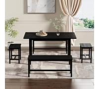 SUKY Set tavolo da pranzo 160/120 x 70 x 75 cm, tavolo da pranzo pieghevole, può ospitare 6 persone, tavolo da pranzo allungabile multifunzionale, sedie da pranzo, nero
