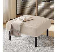 SUKY Sgabello in tessuto di alta qualità con struttura in metallo, rivestimento in velluto super morbido per il massimo comfort, sgabello o tavolino, utilizzabile come poggiapiedi (beige)