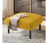 SUKY Sgabello in tessuto di alta qualità con struttura in metallo, rivestimento in velluto super morbido per il massimo comfort, sgabello o tavolino, utilizzabile come poggiapiedi (giallo)