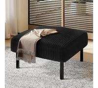 SUKY Sgabello in tessuto di velluto premium con struttura in metallo, rivestimento in velluto super morbido per il massimo comfort, sgabello o tavolino, utilizzabile come poggiapiedi (nero)