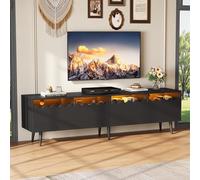 SUKY Tavola bassa con 6 gambe di sostegno, 176 x 38 x 45 cm, supporto TV con 2 cassetti e 2 armadi, mobili da soggiorno, TV, adatta per supporto TV fino a 75 pollici, mobile TV (nero)