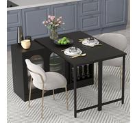 SUKY Tavolo da bar moderno, allungabile, girevole a 360°, con vano portaoggetti, reversibile, con porta in vetro, tavolo da bar per cucina, bar, mobili, 121,5 x 40 x 76,7 cm (nero)