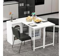 SUKY Tavolo da bar moderno, allungabile, girevole a 360°, con vano portaoggetti, reversibile, con porta in vetro, tavolo da bar per cucina, bar, mobili, 121,5 x 40 x 76,7 cm (bianco)