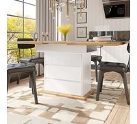 SUKY Tavolo da pranzo telescopico, 110-140 x 80 cm, tavolo da cucina pieghevole per 4-6 persone, tavolo da pranzo allungabile, tavolo da cucina salvaspazio, con tre ripiani, per cucina e soggiorno